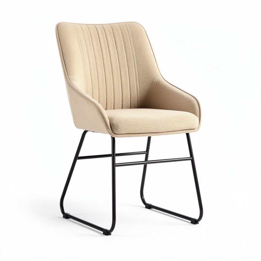 Upholstered dining chair with metal frame in beige 55 x 55 x 85cm