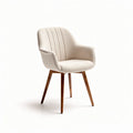 Upholstered accent chair with wooden legs in cream color measuring 45 x 55 x 85cm