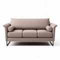 Two-seater sofa with throw pillows in beige fabric and metal legs 180 x 90 x 85cm