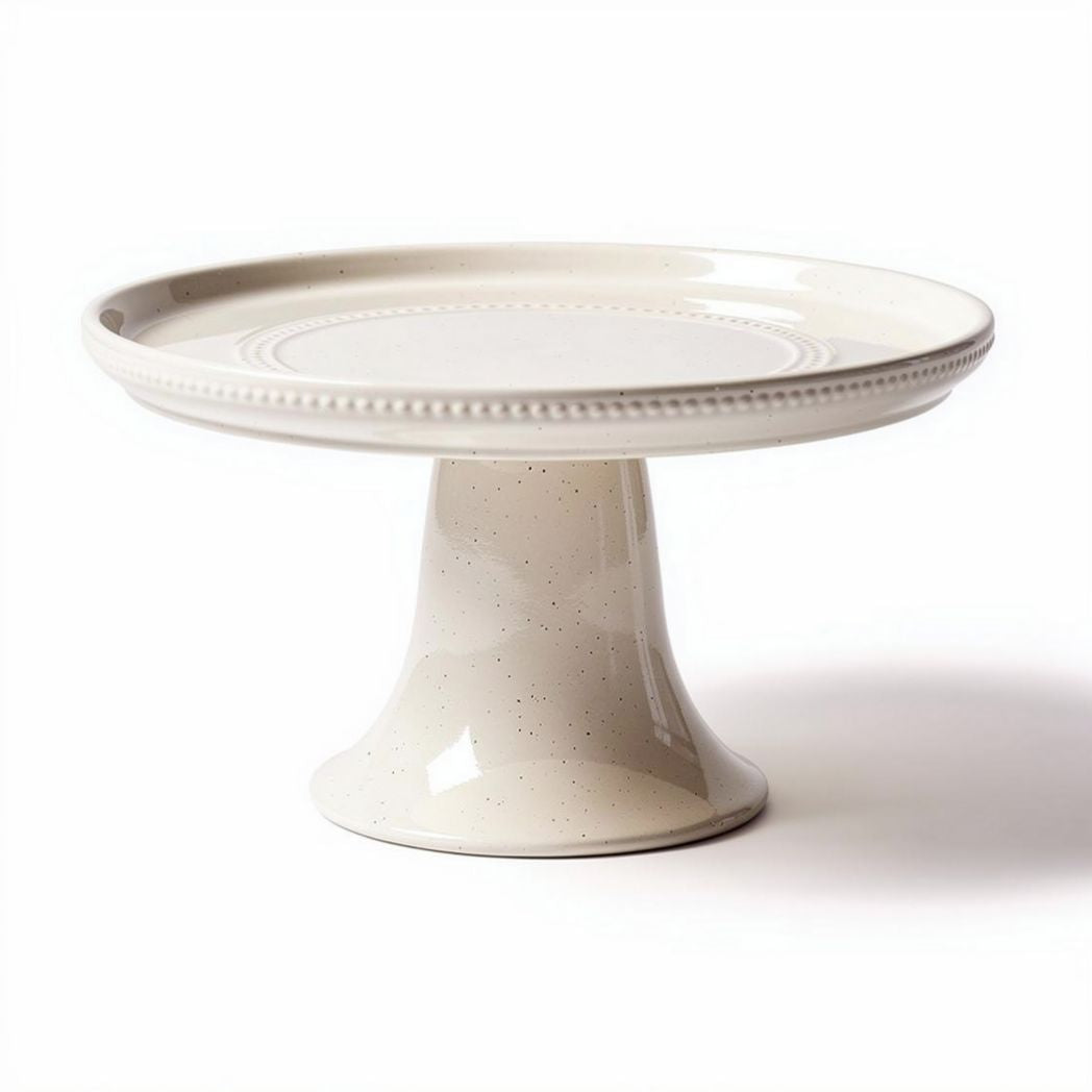 Ceramic cake stand with pedestal design for dessert display 30 x 30 x 10cm