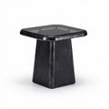 Glass top square side table with textured metal base 60 x 60 x 45cm