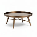 Round coffee table with tapered wooden legs in bronze finish 80 x 80 x 35cm