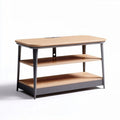 Wooden media console table with two shelves and cable management 120 x 60 x 45cm