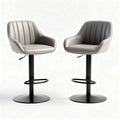 Adjustable bar stools with gray faux leather seat and black metal base 45 x 45 x 100cm