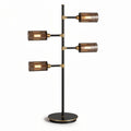 Black floor lamp with amber glass shades and gold accents 30 x 30 x 150cm