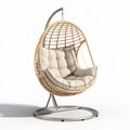 Hanging egg chair with soft cushion rattan and metal frame 80 x 80 x 120cm