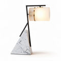 Marble and metal table lamp with frosted globe shade 20 x 15 x 40cm