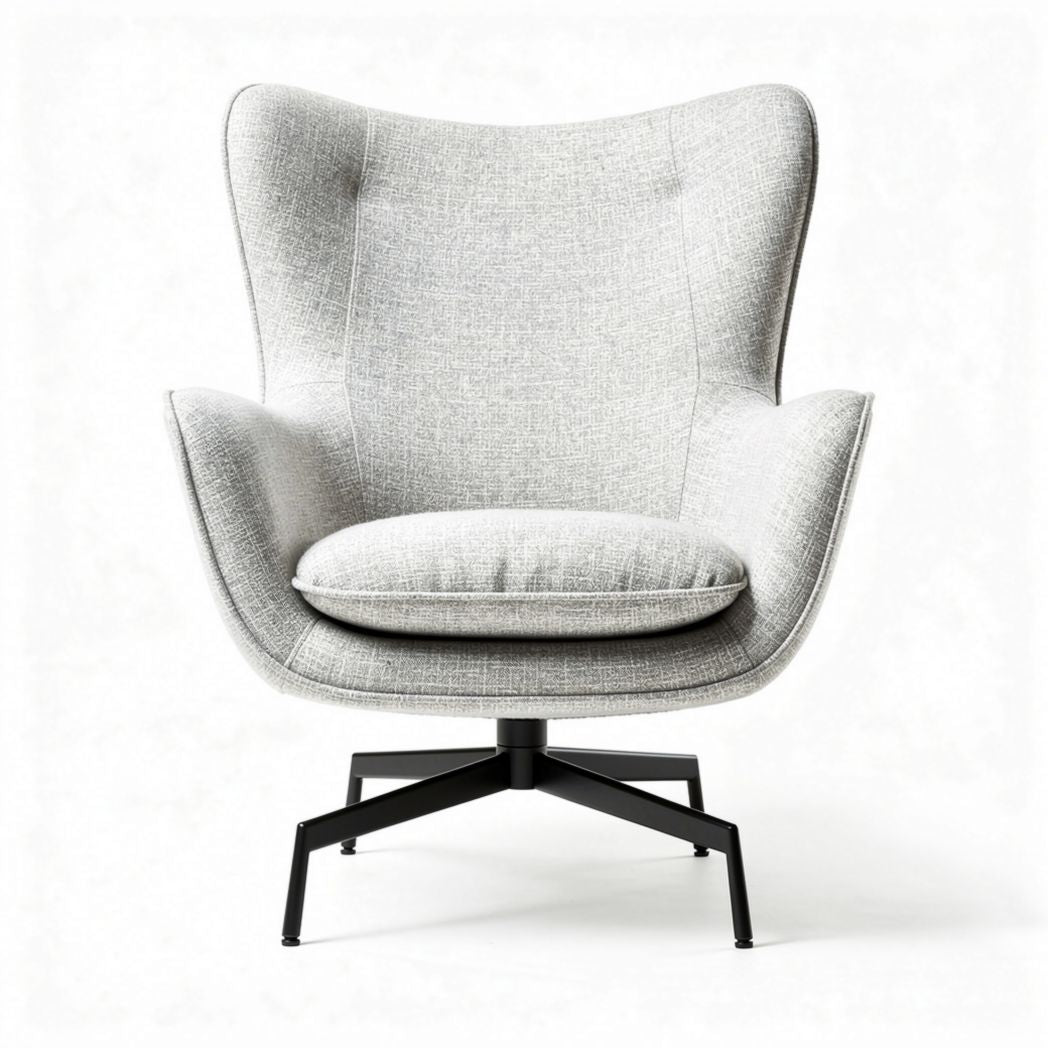 Fabric lounge chair with metal base in gray 80 x 85 x 100cm
