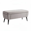 Fabric storage bench with cushioned top and tapered wooden legs 100 x 40 x 45cm in gray