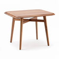 Square wooden dining table with tapered legs in walnut finish 80 x 80 x 75cm