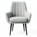 Gray upholstered accent chair with modern design and black legs 60 x 70 x 85cm